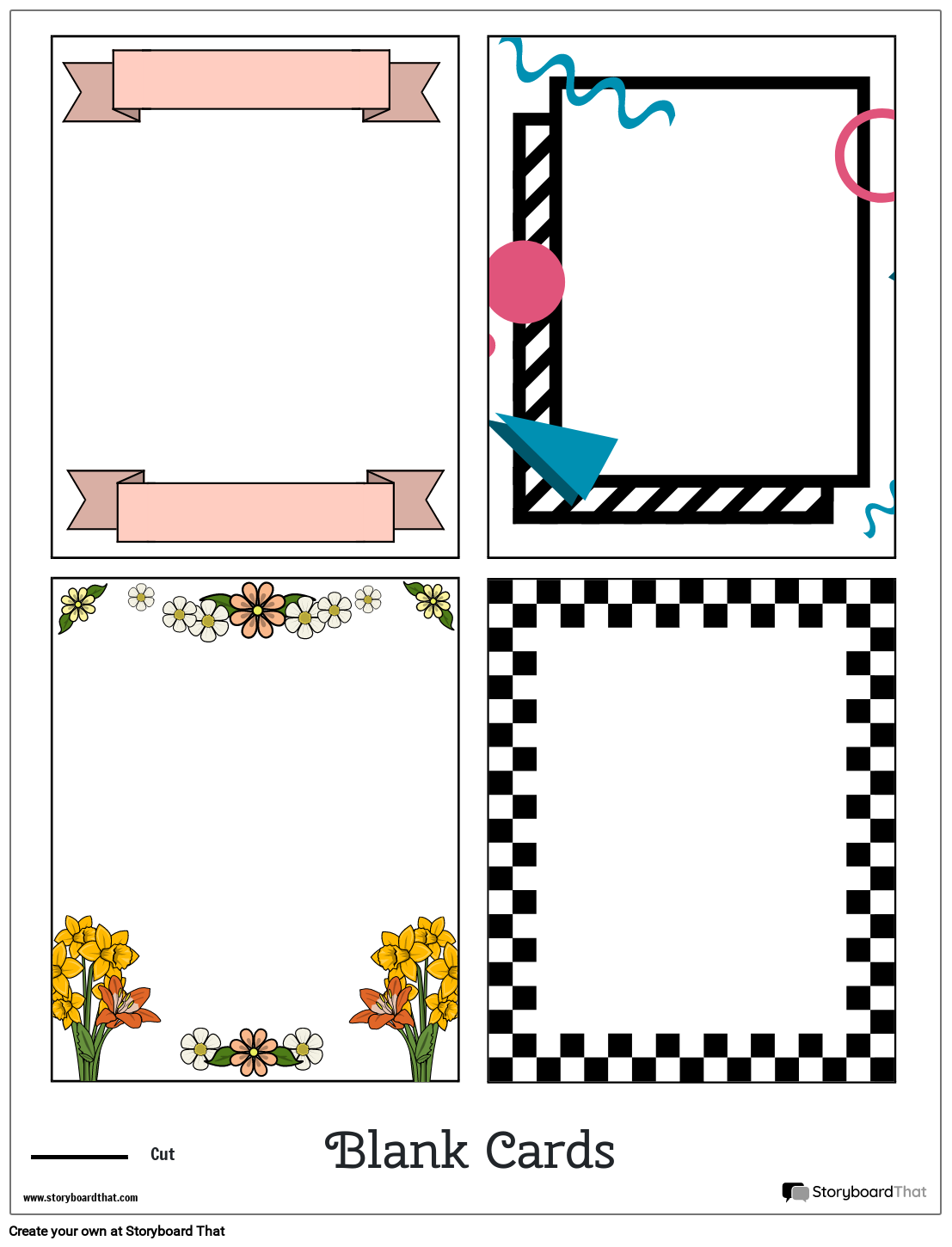 Colorful Flowers and Patterns Based Card Worksheet