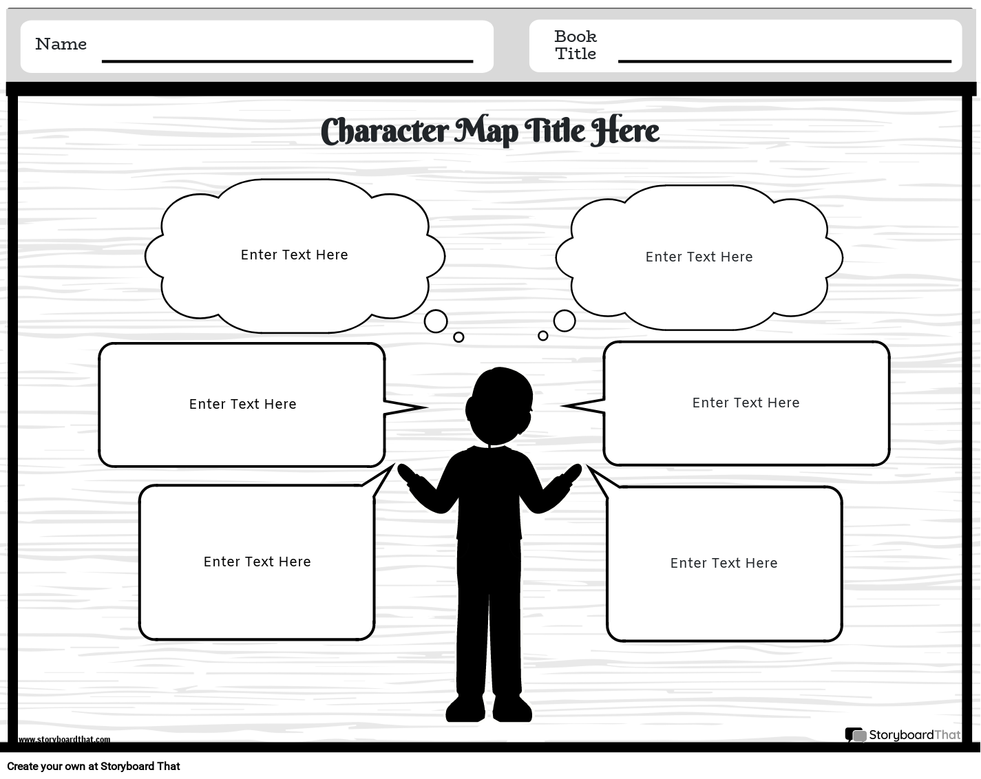 Simple Thinking Box Character Map Worksheet Template