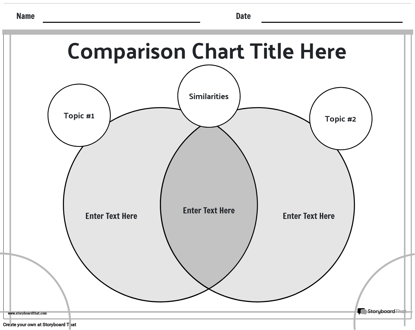 New Create Page Comparison Chart Template 1 (Black & White)