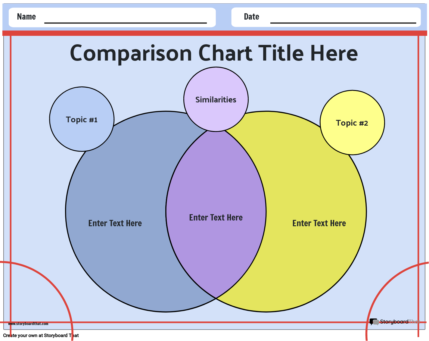 Comparison Chart Template with Yellow and Blue Theme
