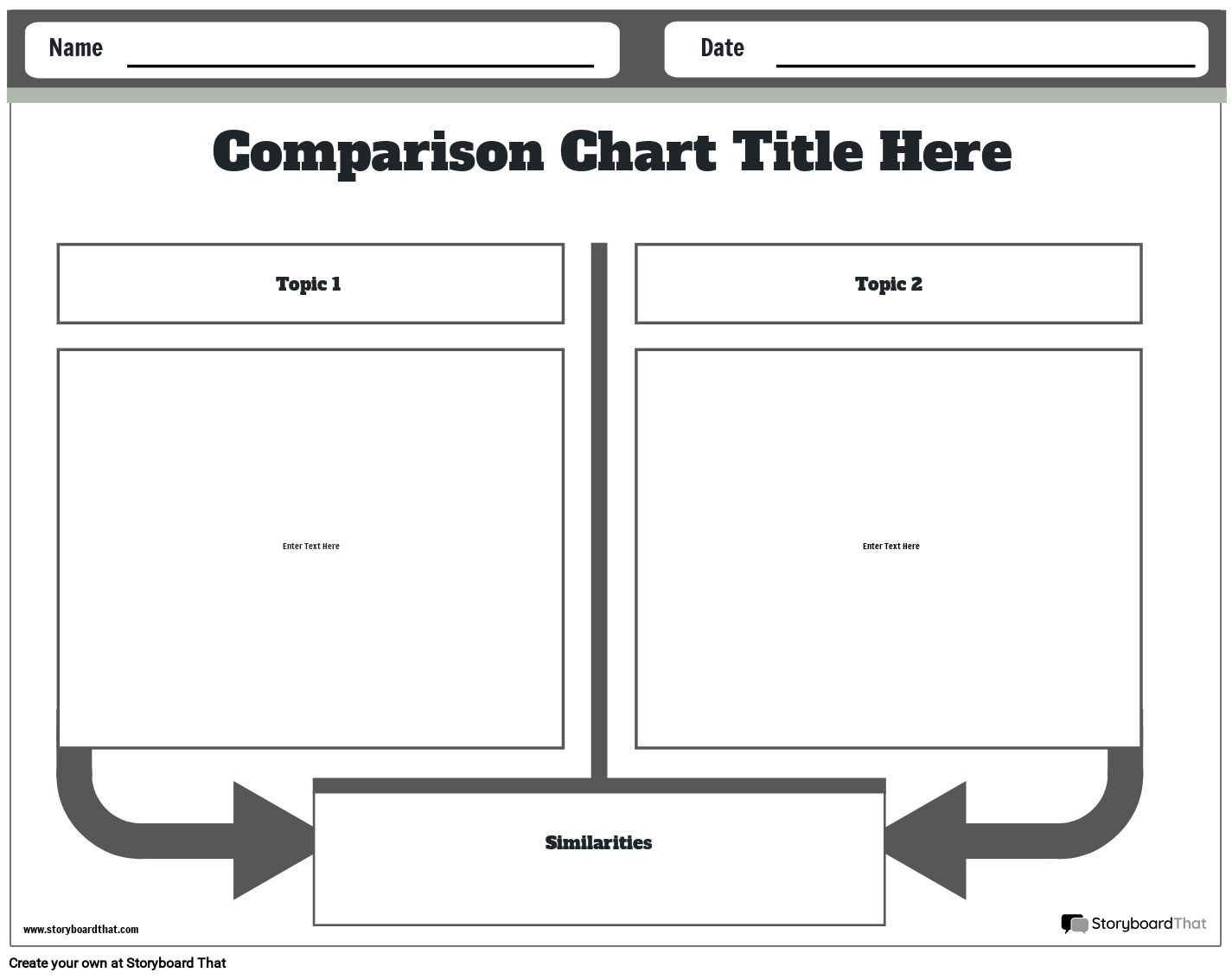 Simple Boxes Based Comparison Chart Template