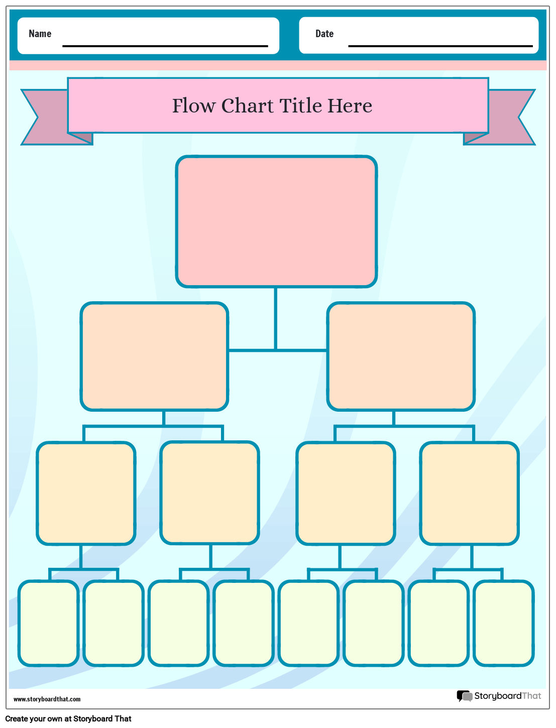 Cute Pastel Boxes Flow Chart Worksheet Template