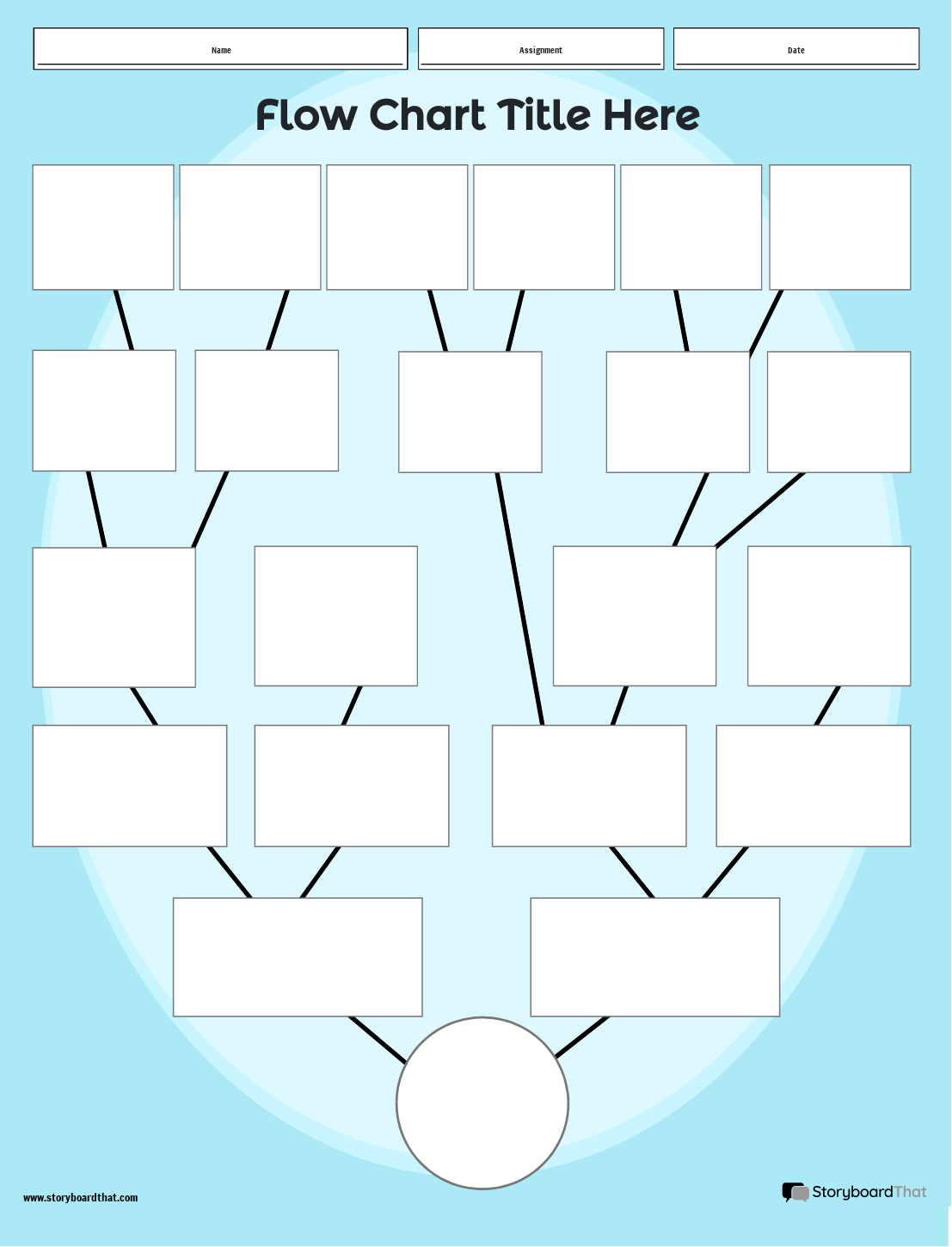 Multiple Boxes Vertical Flow Chart Worksheet Template