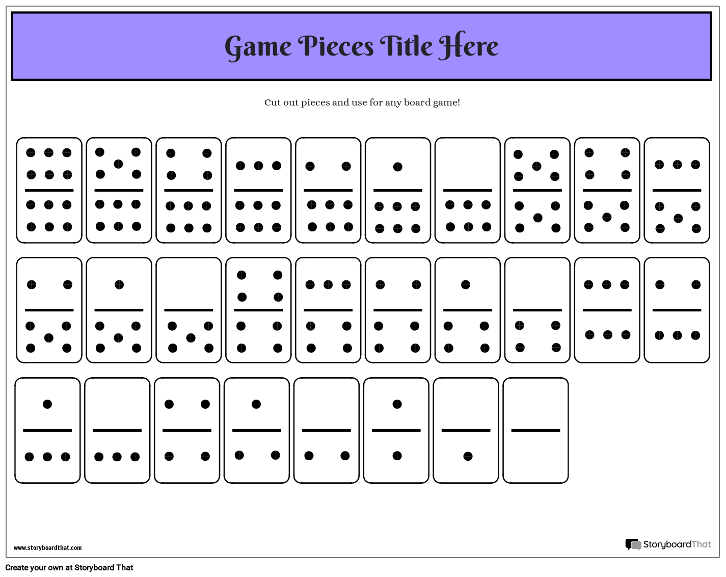 Domino Pieces for Printable Game