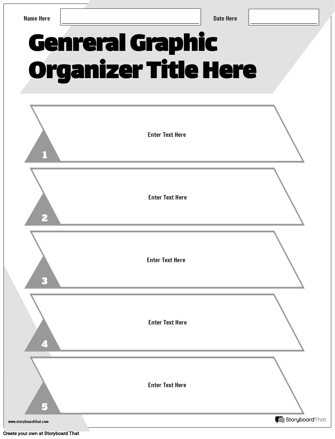Five-Sequenced Boxes Organizer Template