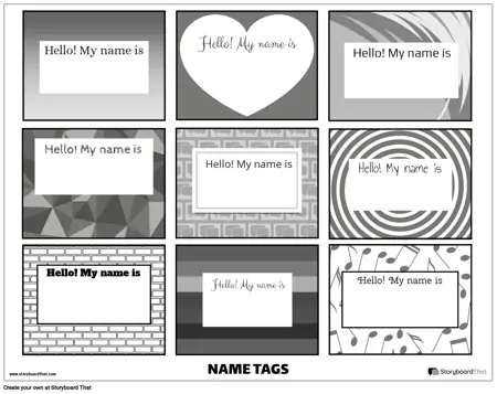 New Create Page Name Tag Template 4 Black &amp; White