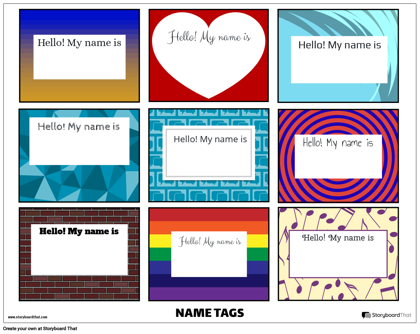 Shapes and Colors Based Name Tag Worksheet