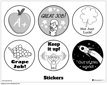 New Create Page Stickers Template 1 Black & White