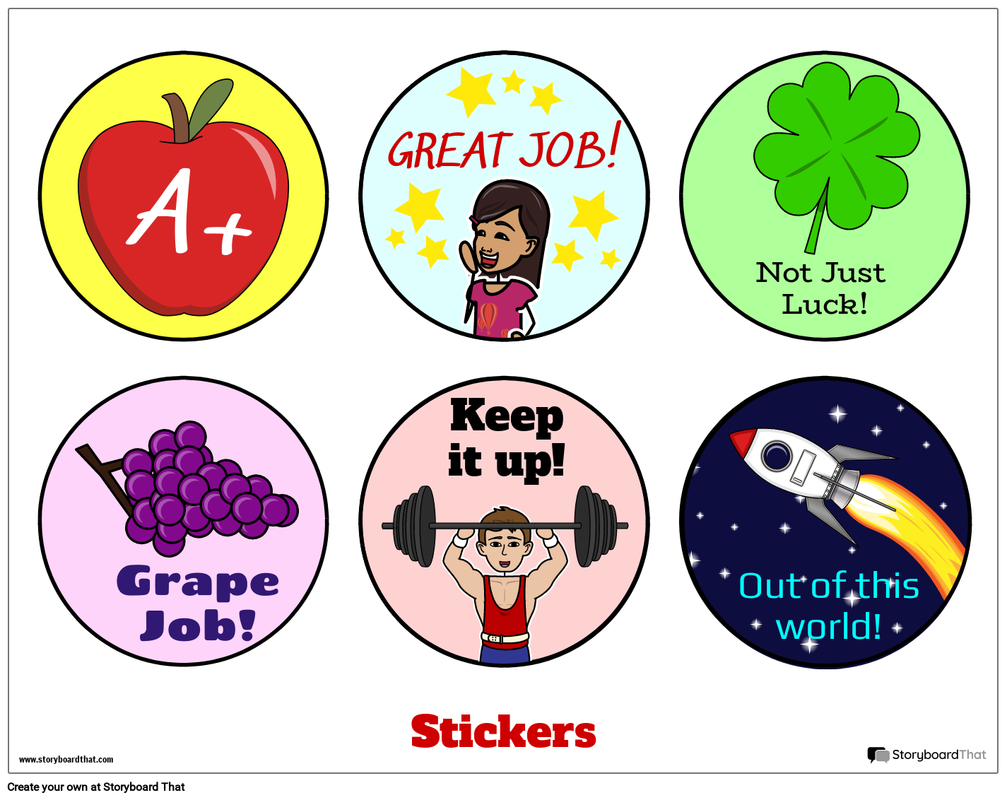 Humorous Sticker Worksheet Featuring Reward Stickers