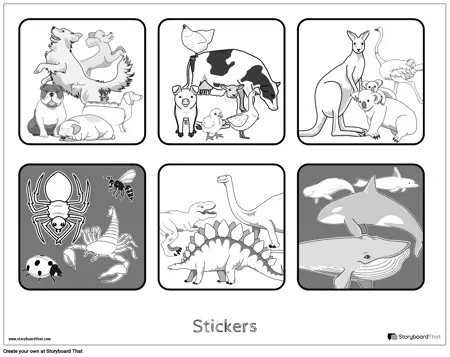 New Create Page Stickers Template 3 Black & White