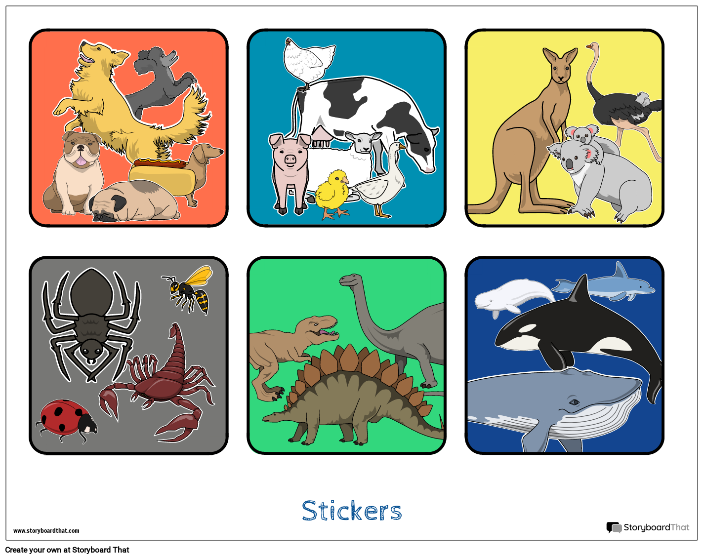 Landscape Sticker Worksheet with Multiple Animals