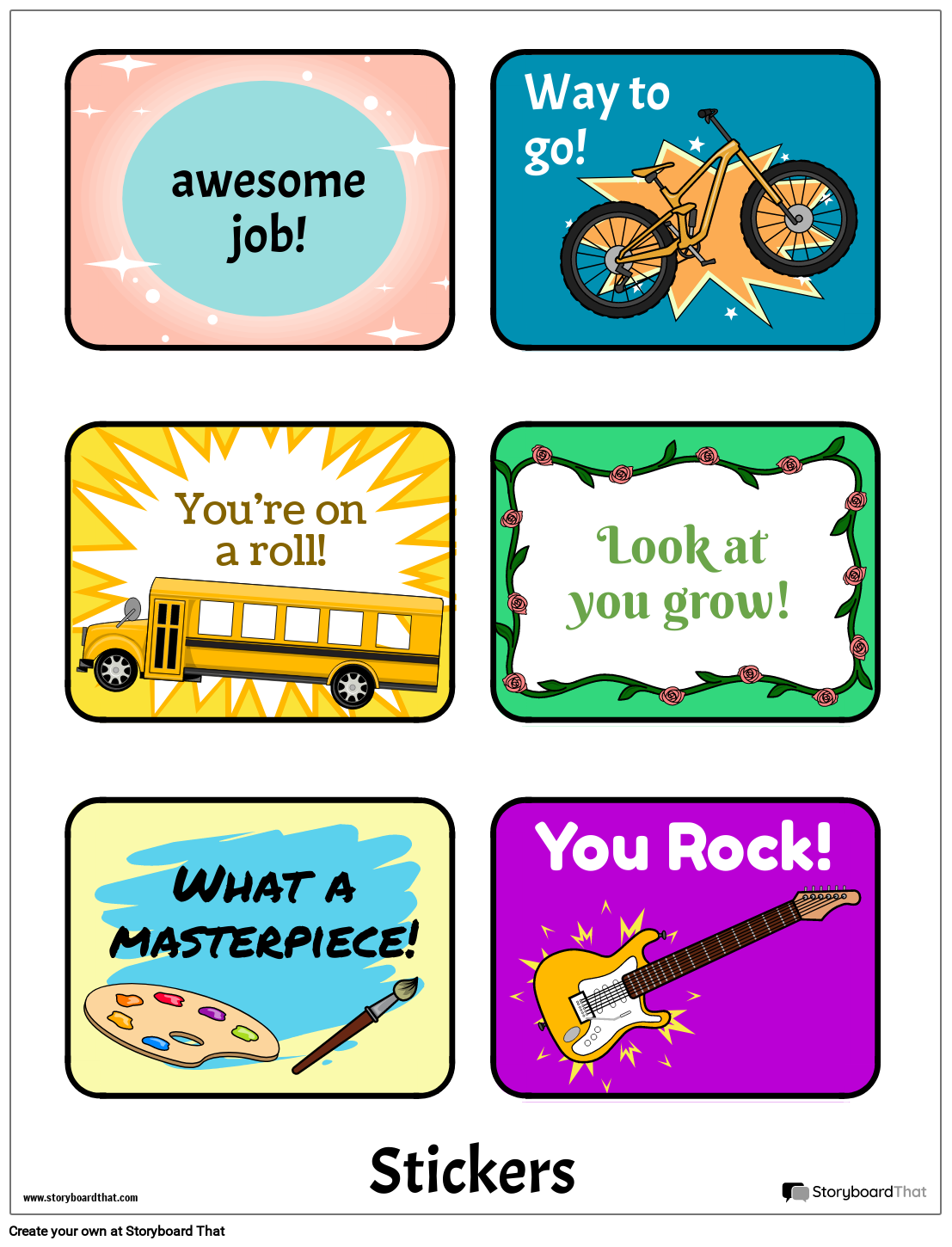 Funky Appreciation Stickers Based Sticker Worksheet