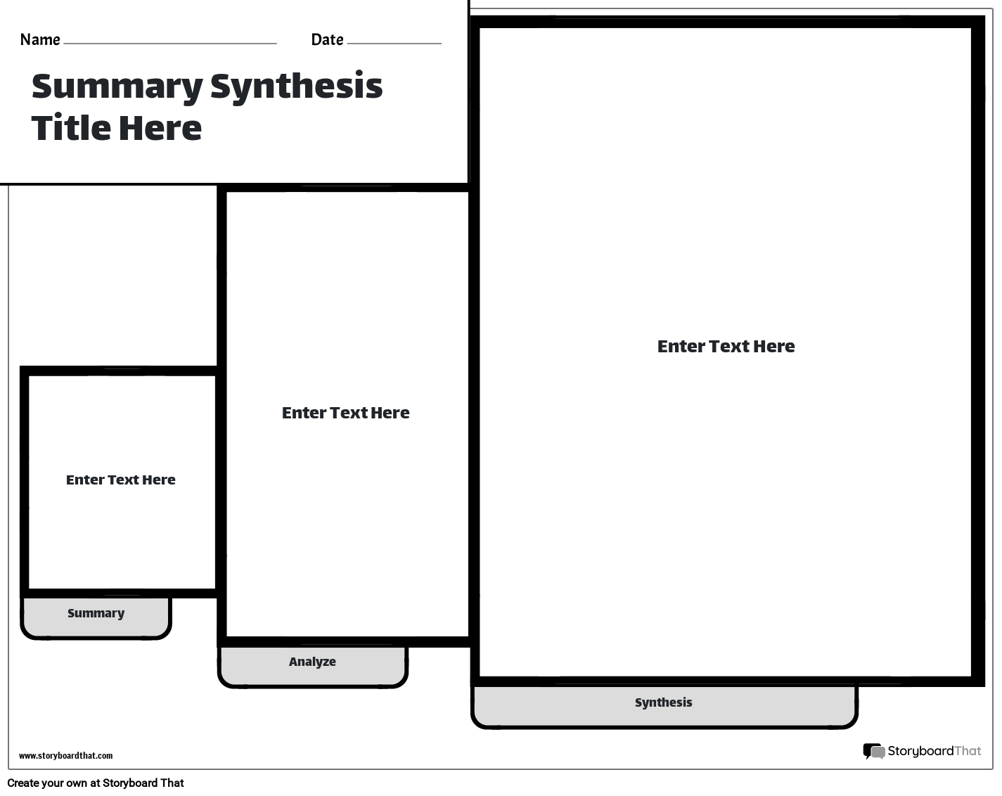 Summary & Synthesis Template with Different Sizes Boxes