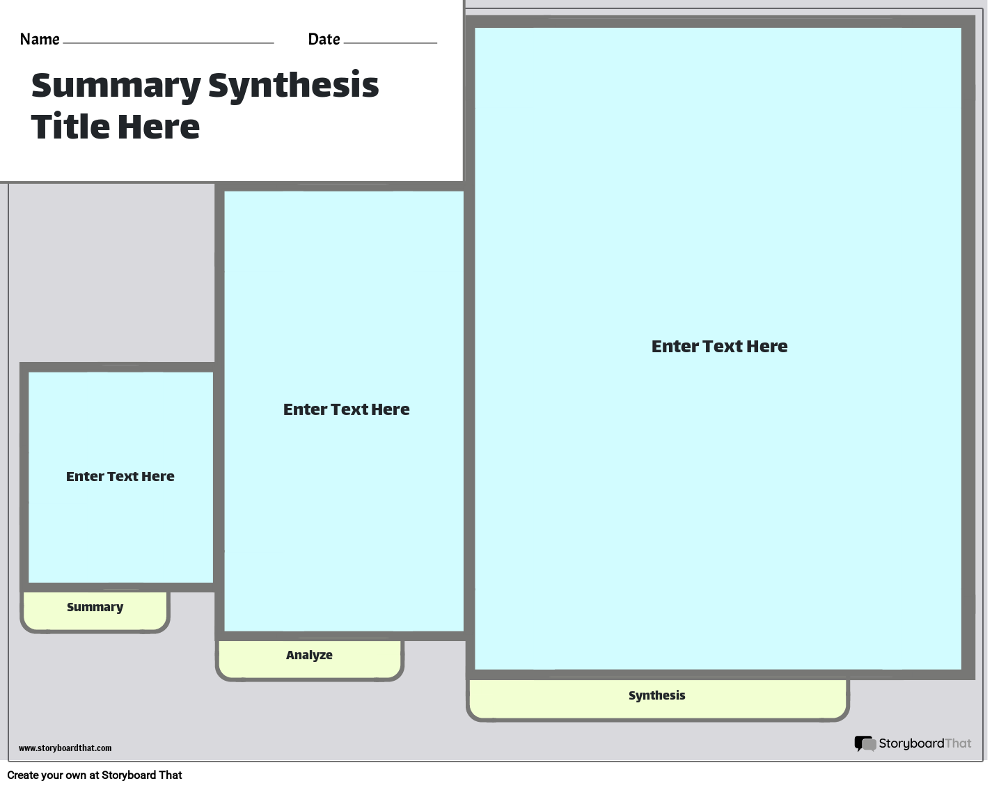 Summary & Synthesis Template with Blue Boxes