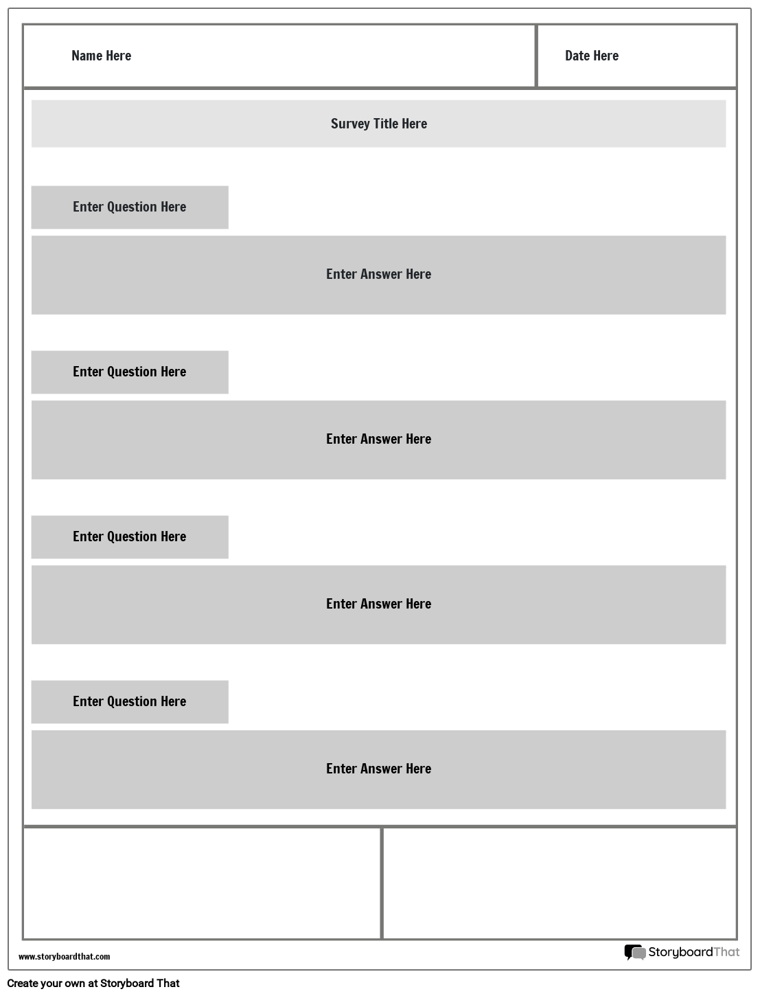 Simple Boxes Based Survey Worksheet Template