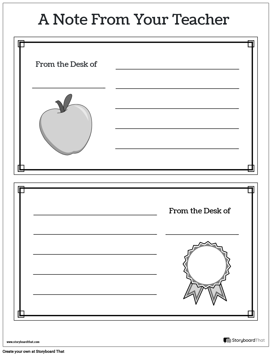 New Create Page Teacher Notes Template 1 (Black & White)