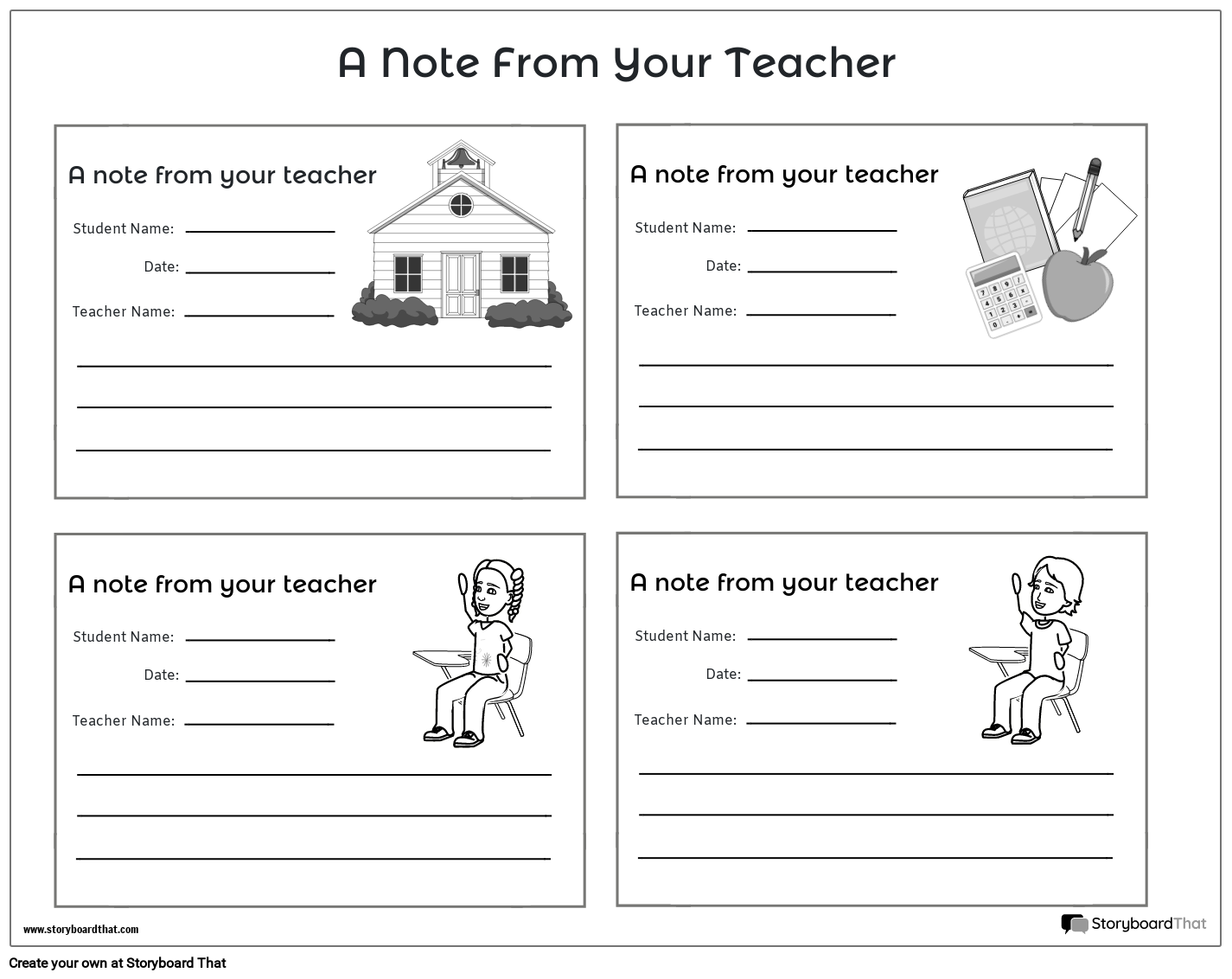 Free Custom Parent Teacher Note Templates
