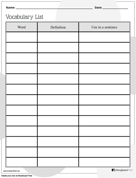 New Create Page Vocabulary Template 2 (Black & White)