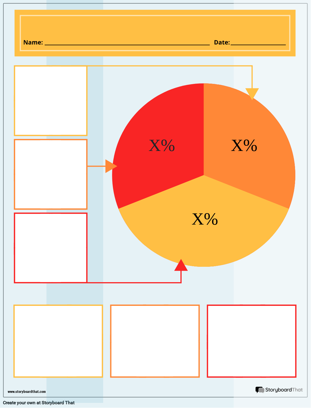 Dark Colored 2D Pie Chart Worksheet Design