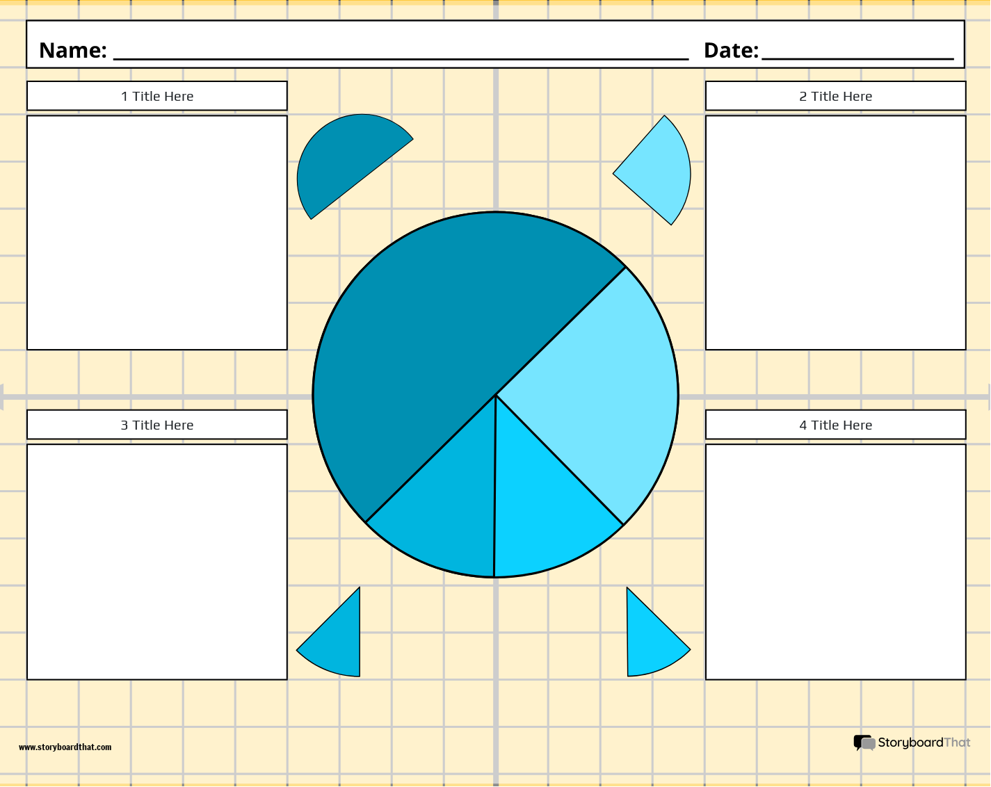 Blue Themed Pie Chart Worksheet Layout for Practice