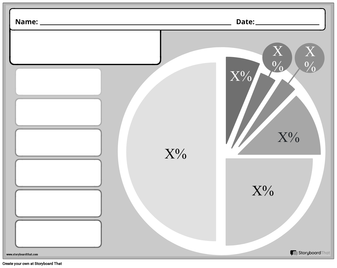 Simple Pie Chart Worksheet with Percentages