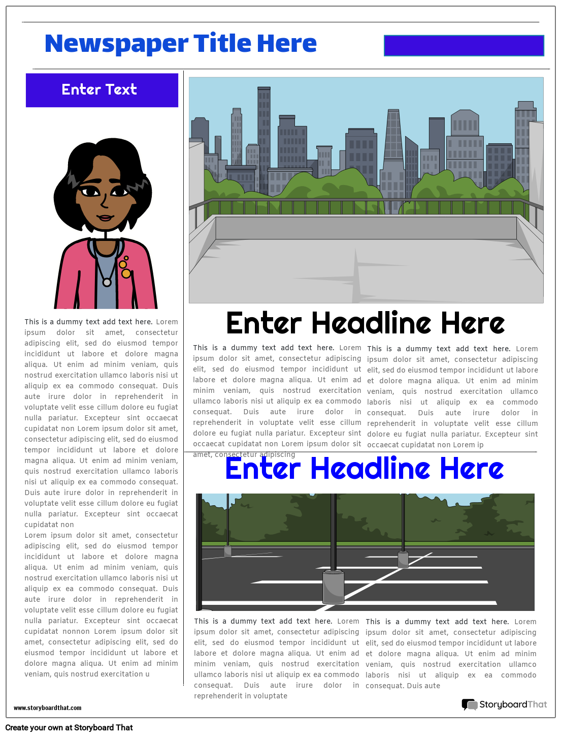 Newspaper page template