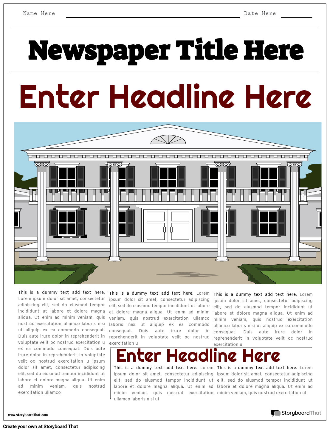 Bold Title Newspaper Project Template Design