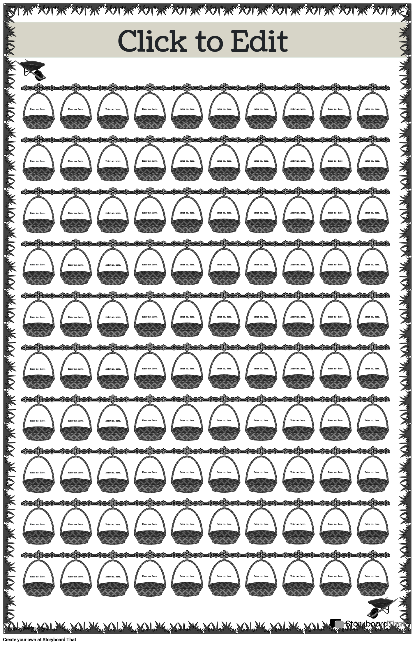 Number Line Poster with Basket B&W