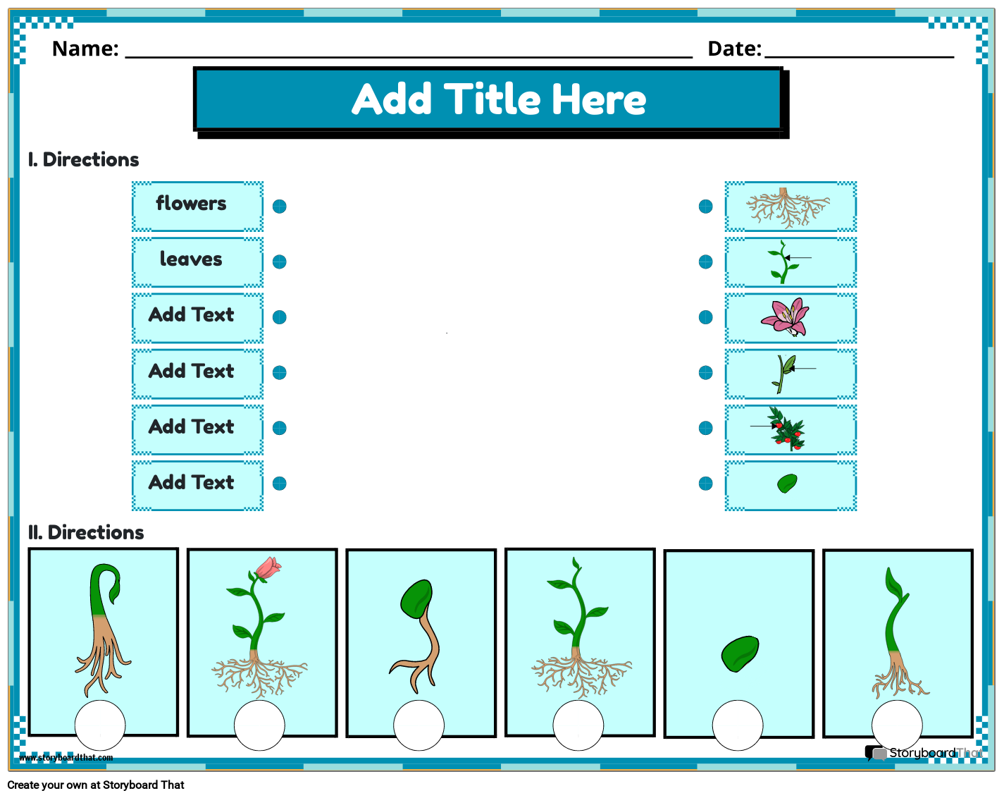Parts of a Plant Activity Worksheet