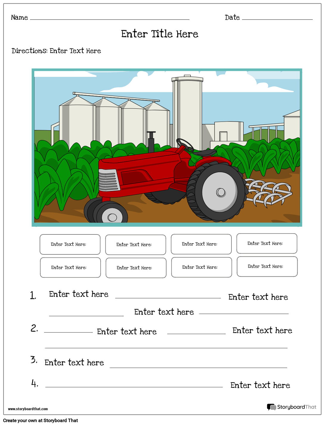 Farm Picture Based Long Composition Worksheet Design