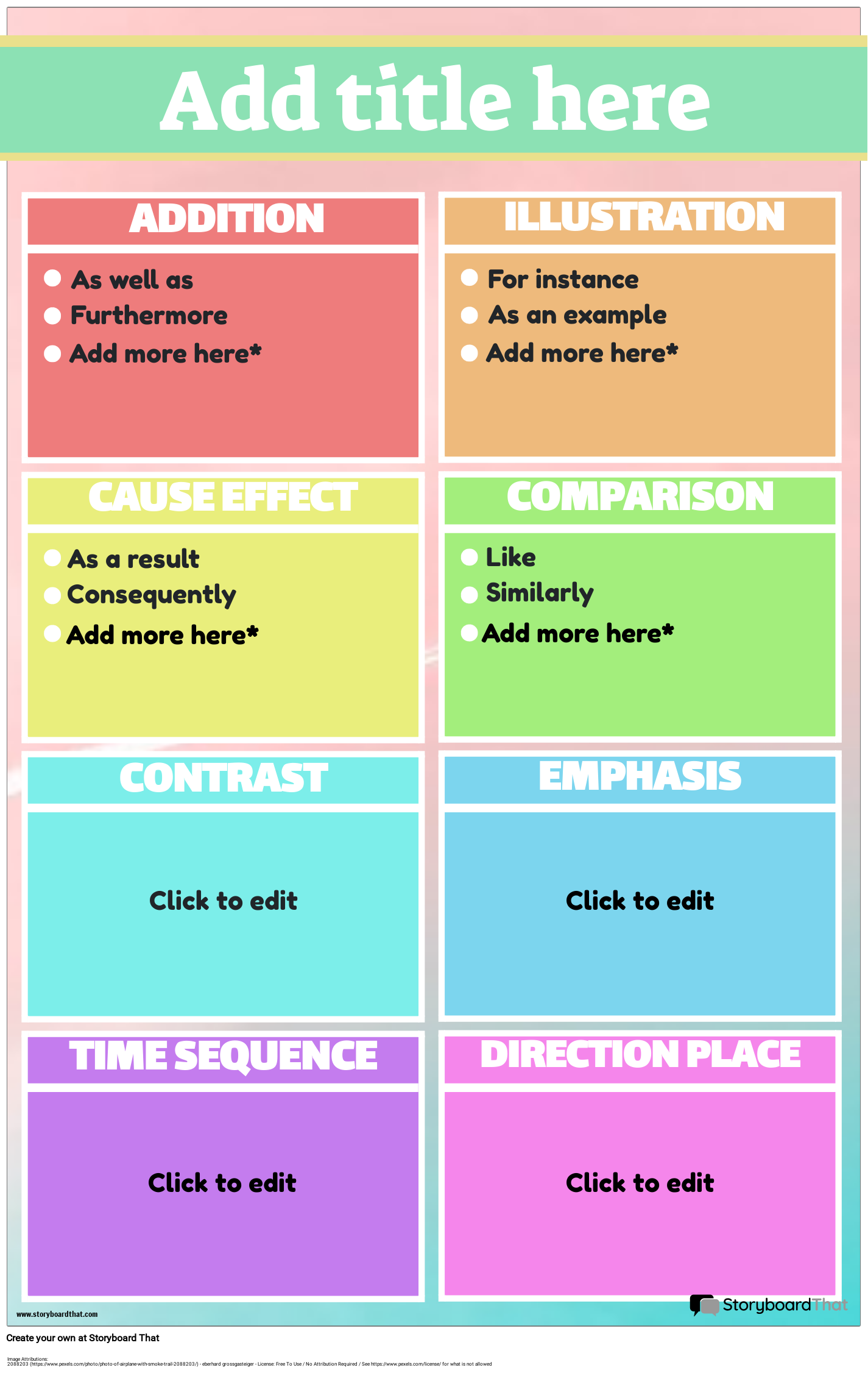 Transition Words Poster - Pastel Themed