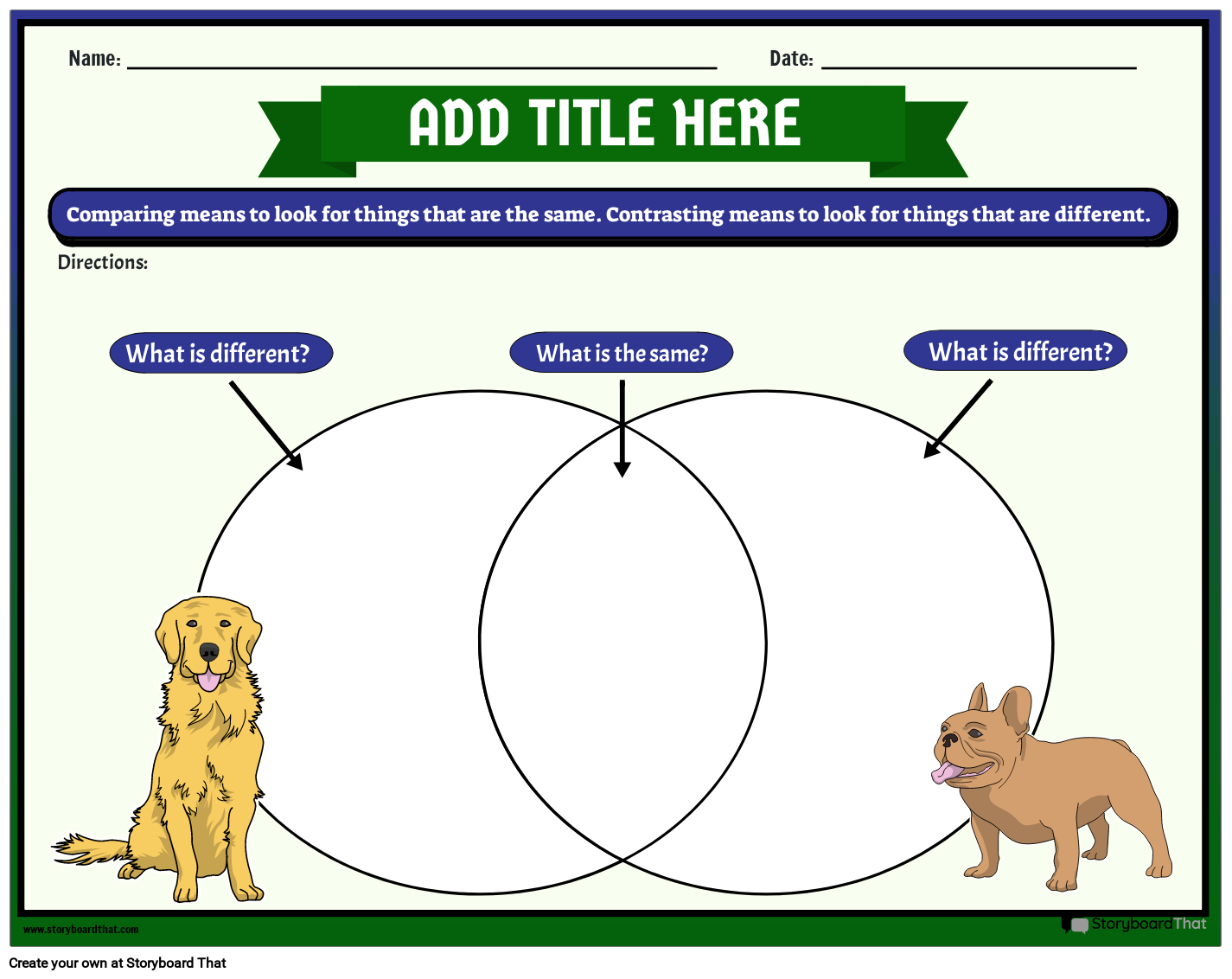 Paws and Reflect: Compare and Contrast Worksheet