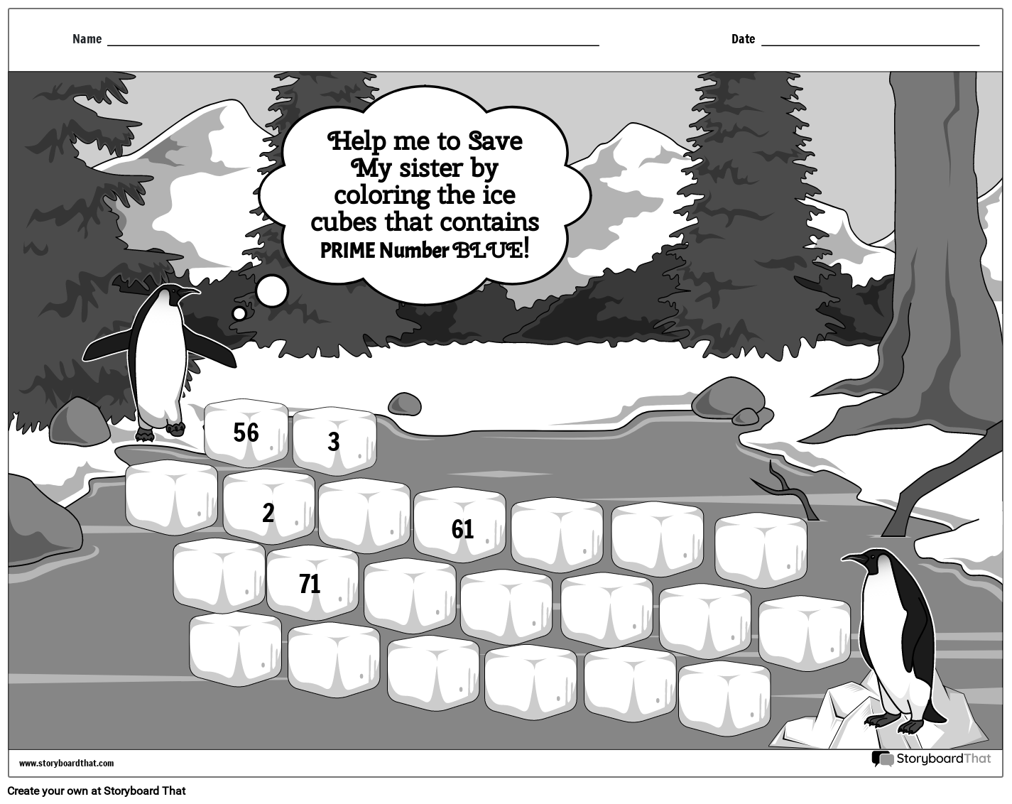 Penguin Maze-Prime Number Worksheet