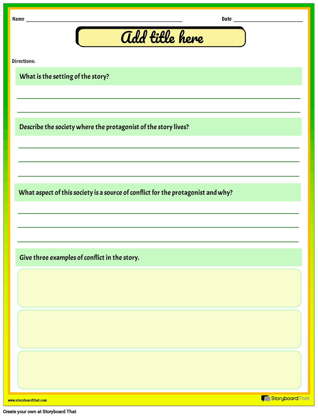 Person Vs Society Conflict Worksheet