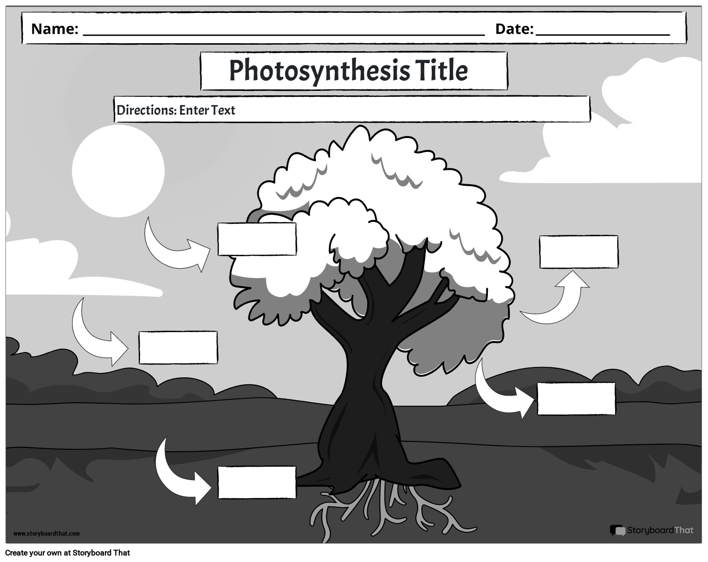 Landscape Photosynthesis Worksheet with Sun & Clouds