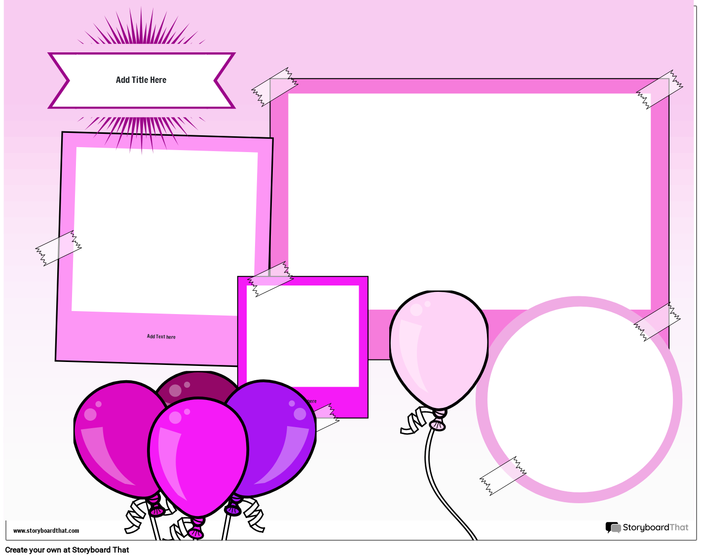 Pink Balloons Themed Scrapbook Worksheet Template