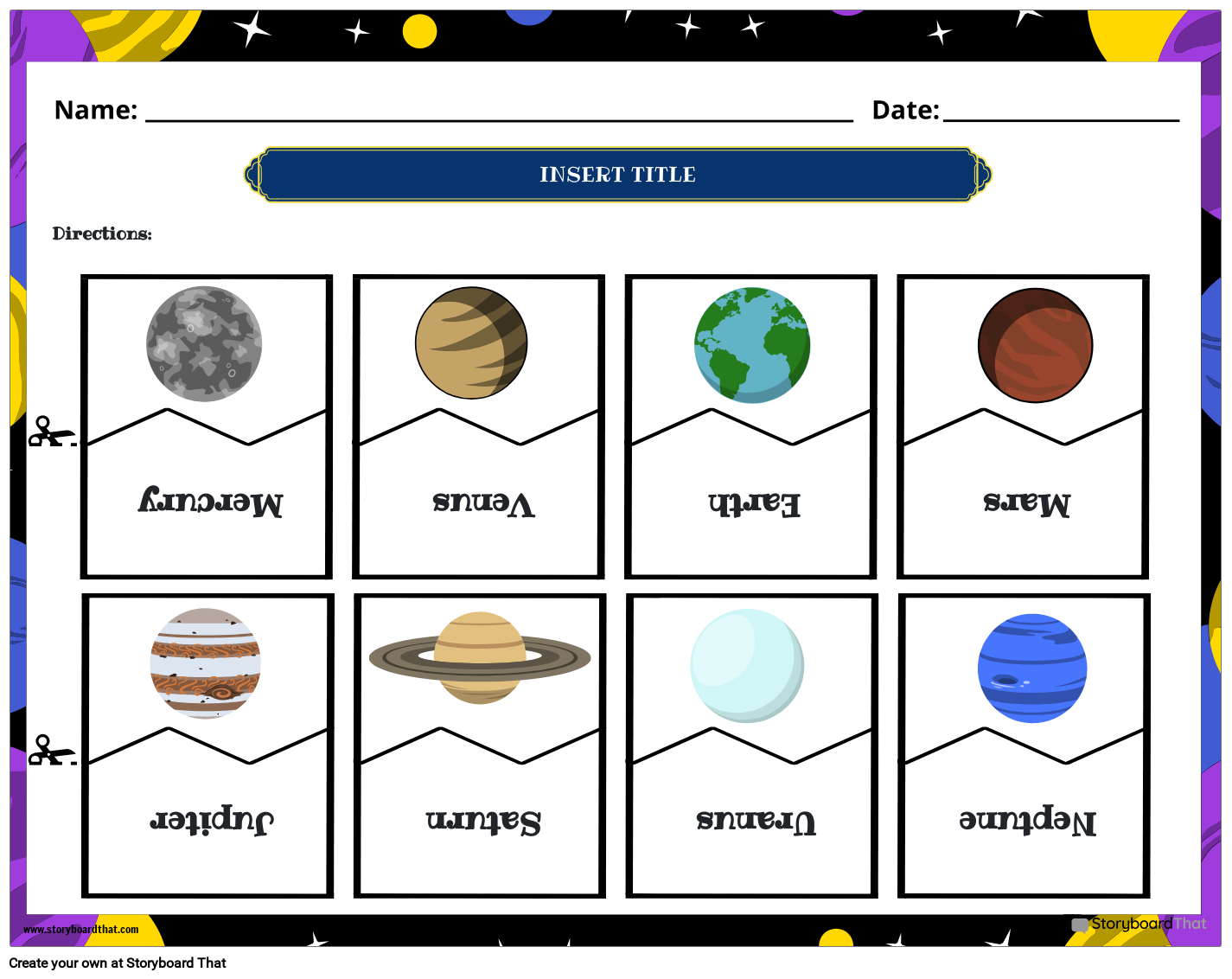 Planets Matching Puzzle Storyboard par templates