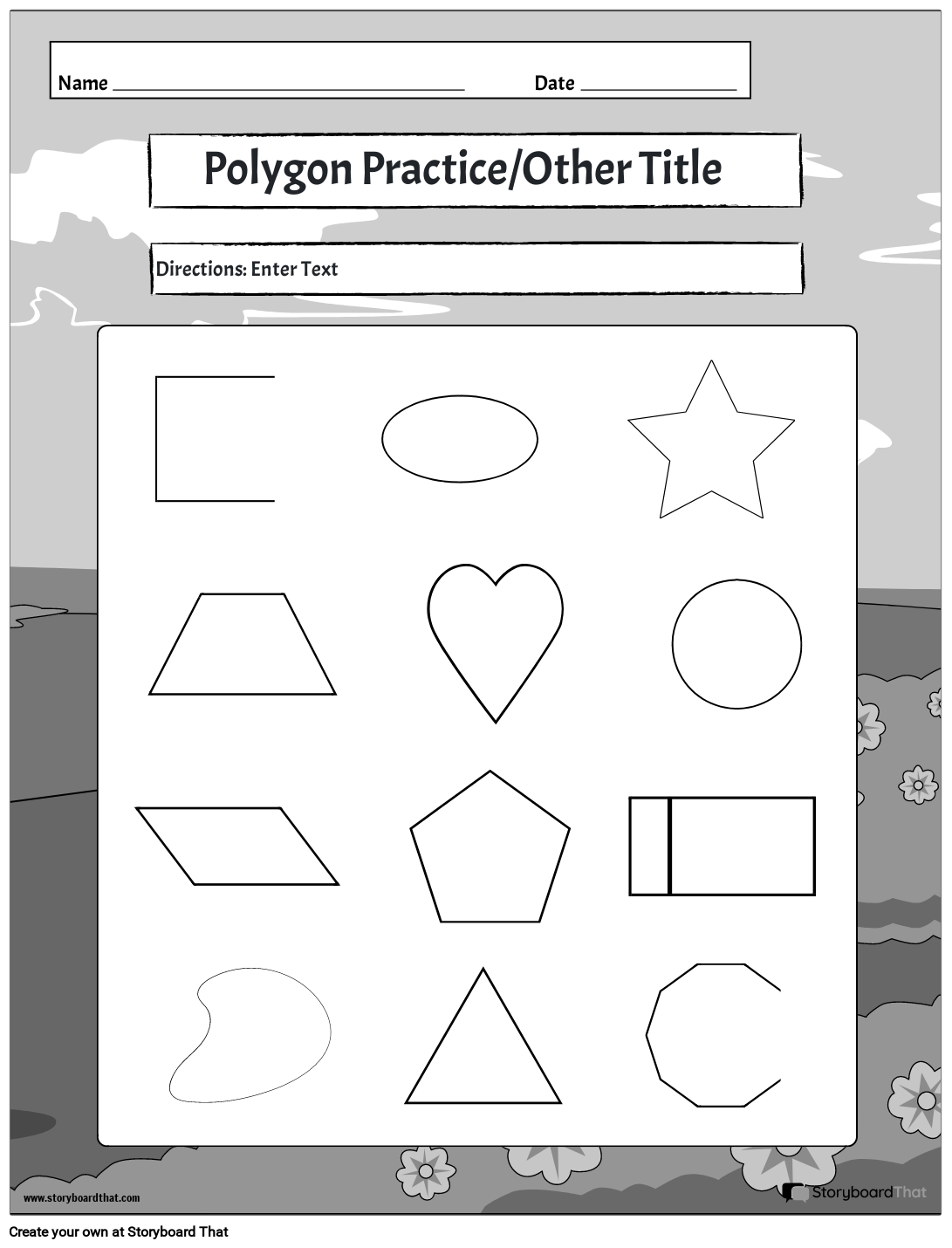 polygons spring theme black and white