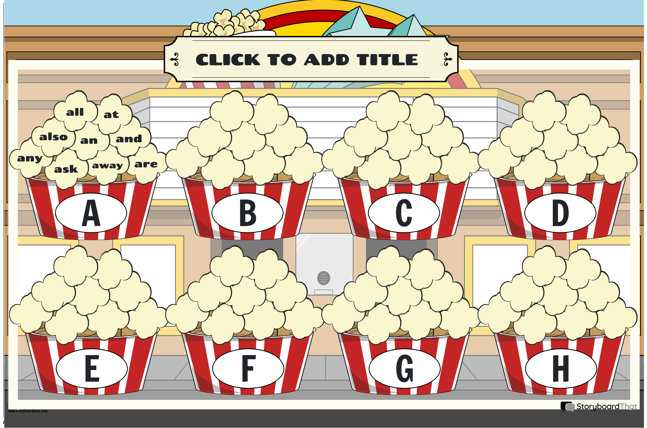 POPCORN-THEMED A-H SIGHT WORDS POSTER