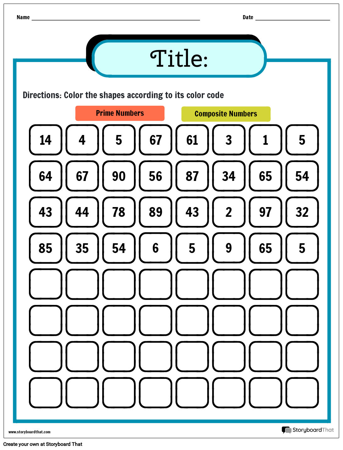 Prime and Composite Number Worksheet-Coloring