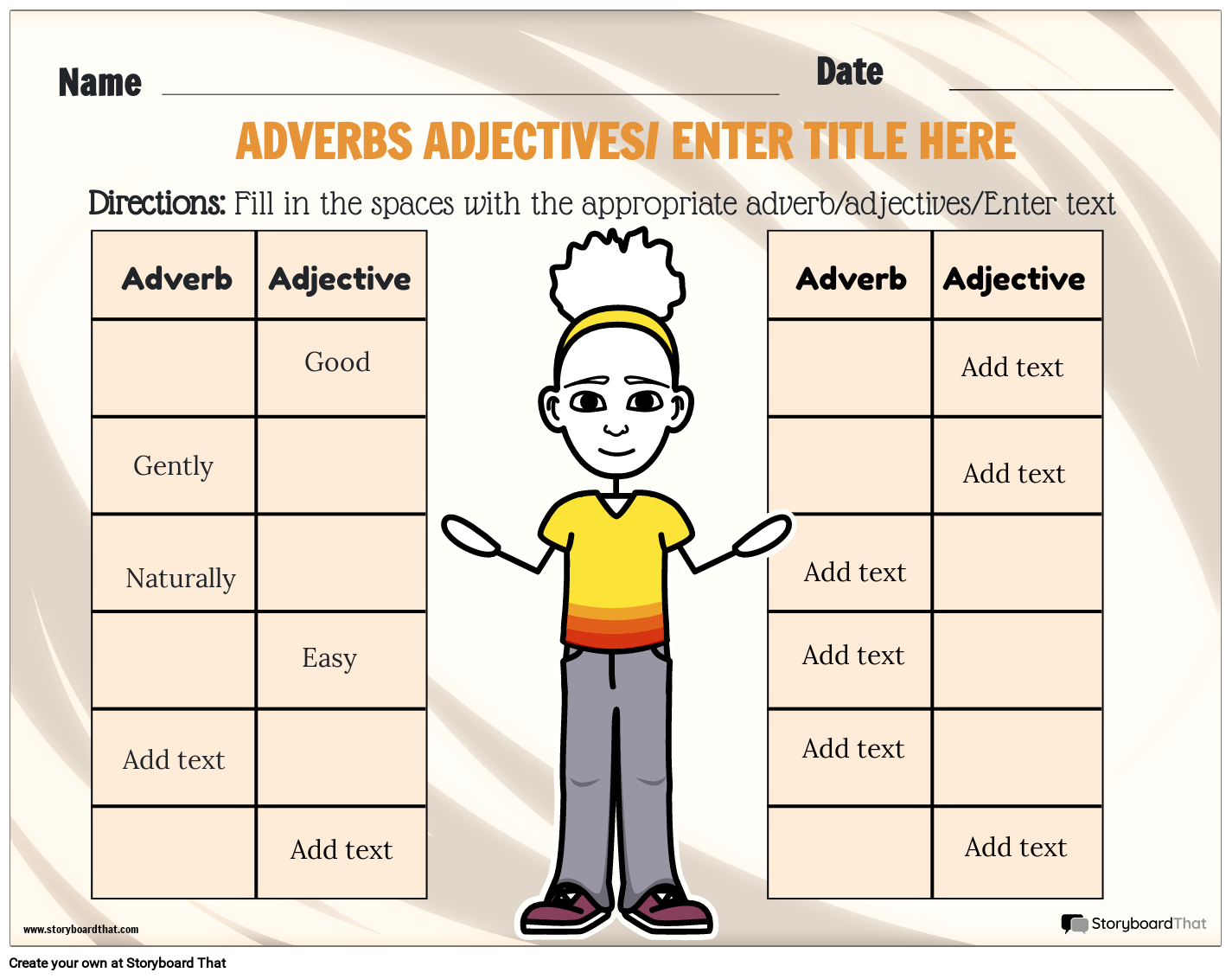 Printable Adverb and Adjective Worksheet