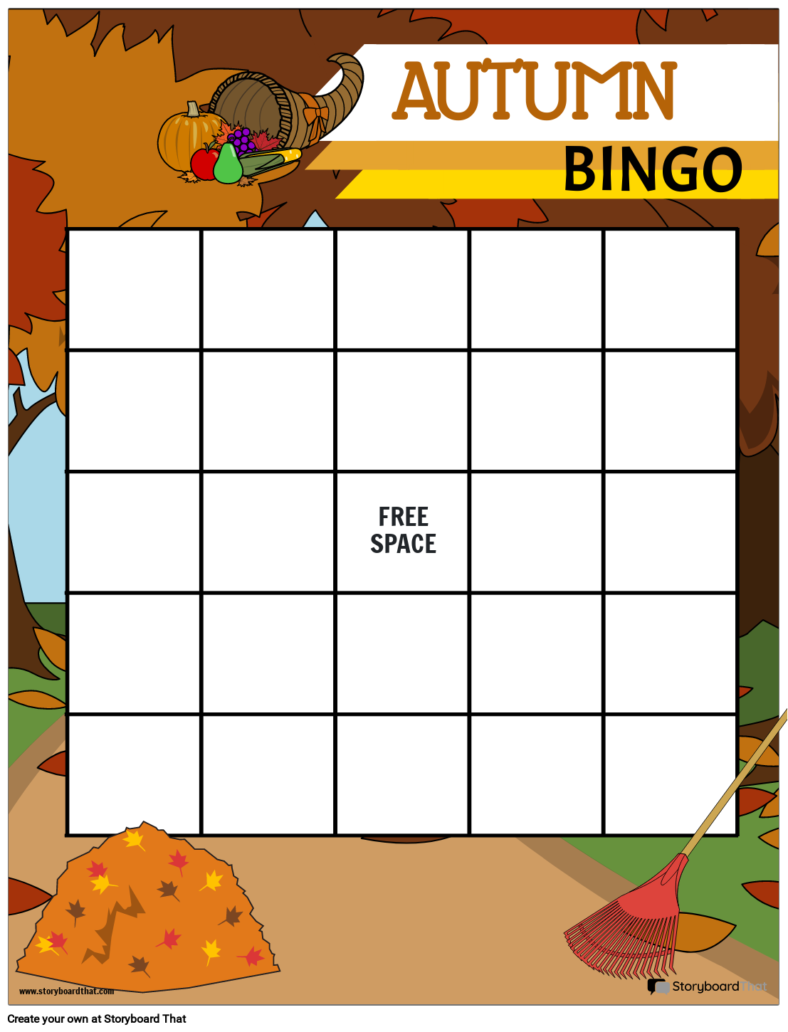 Customizable Autumn-Themed Bingo Board