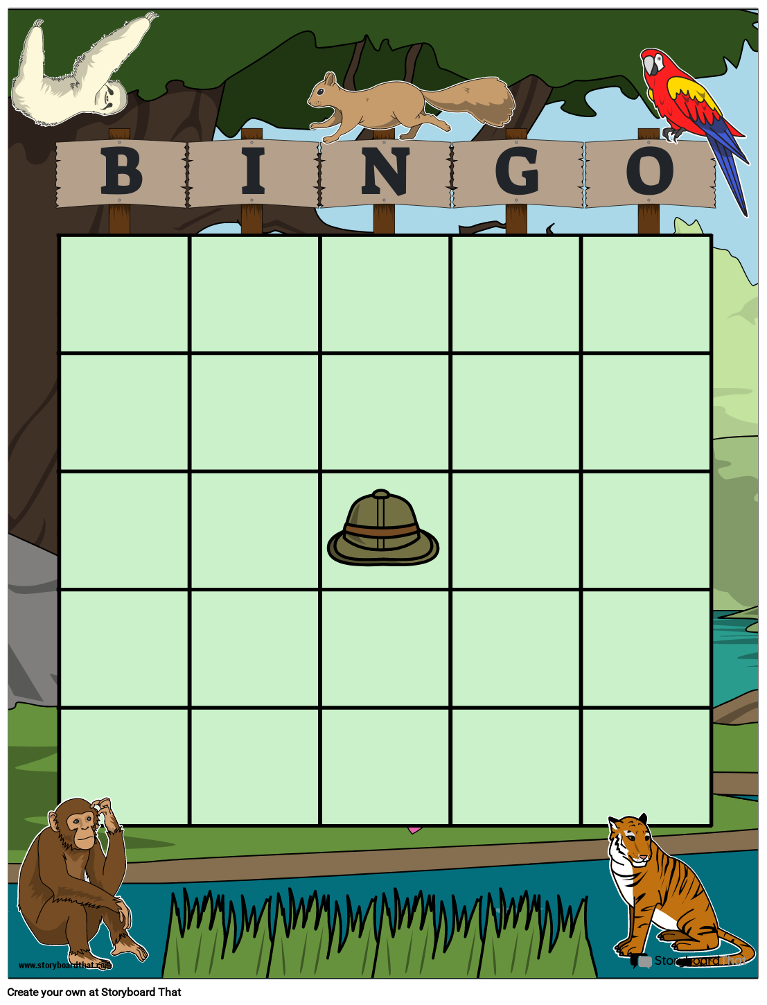 Free Jungle-Themed Bingo Card