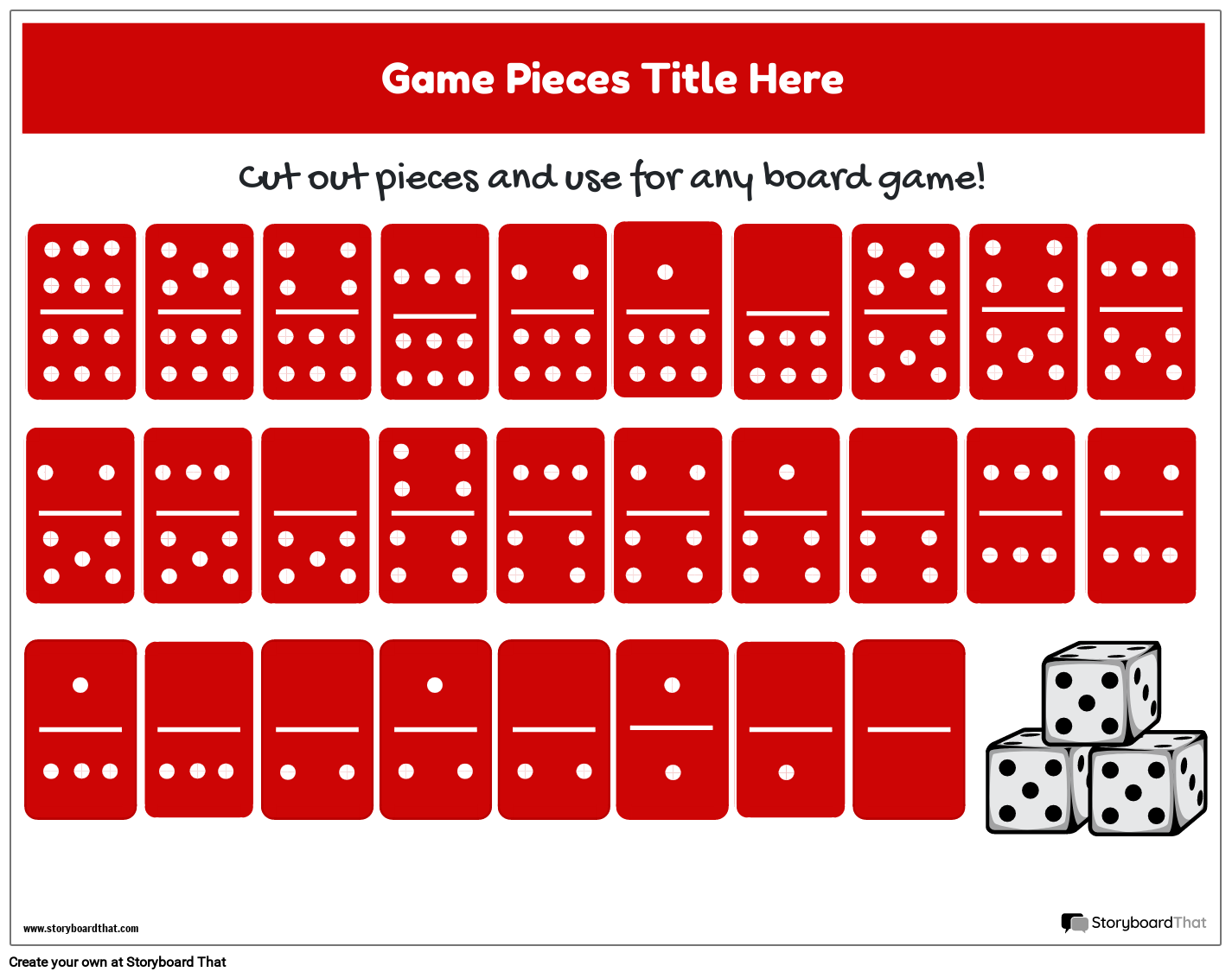 Red Domino Tiles Based Game Worksheet Template