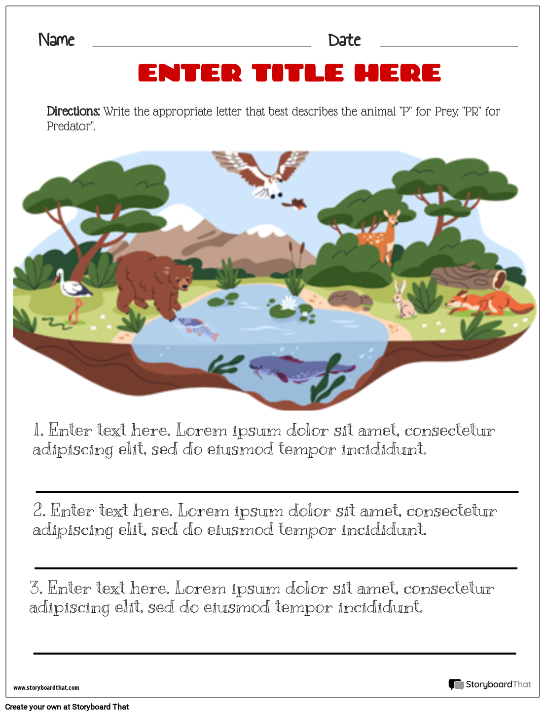 Freshwater Ecosystems Worksheets
