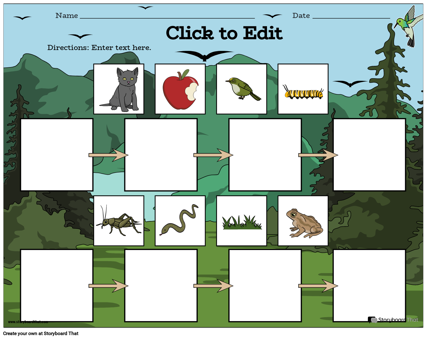 Printable Food Chain Handout with Mountains
