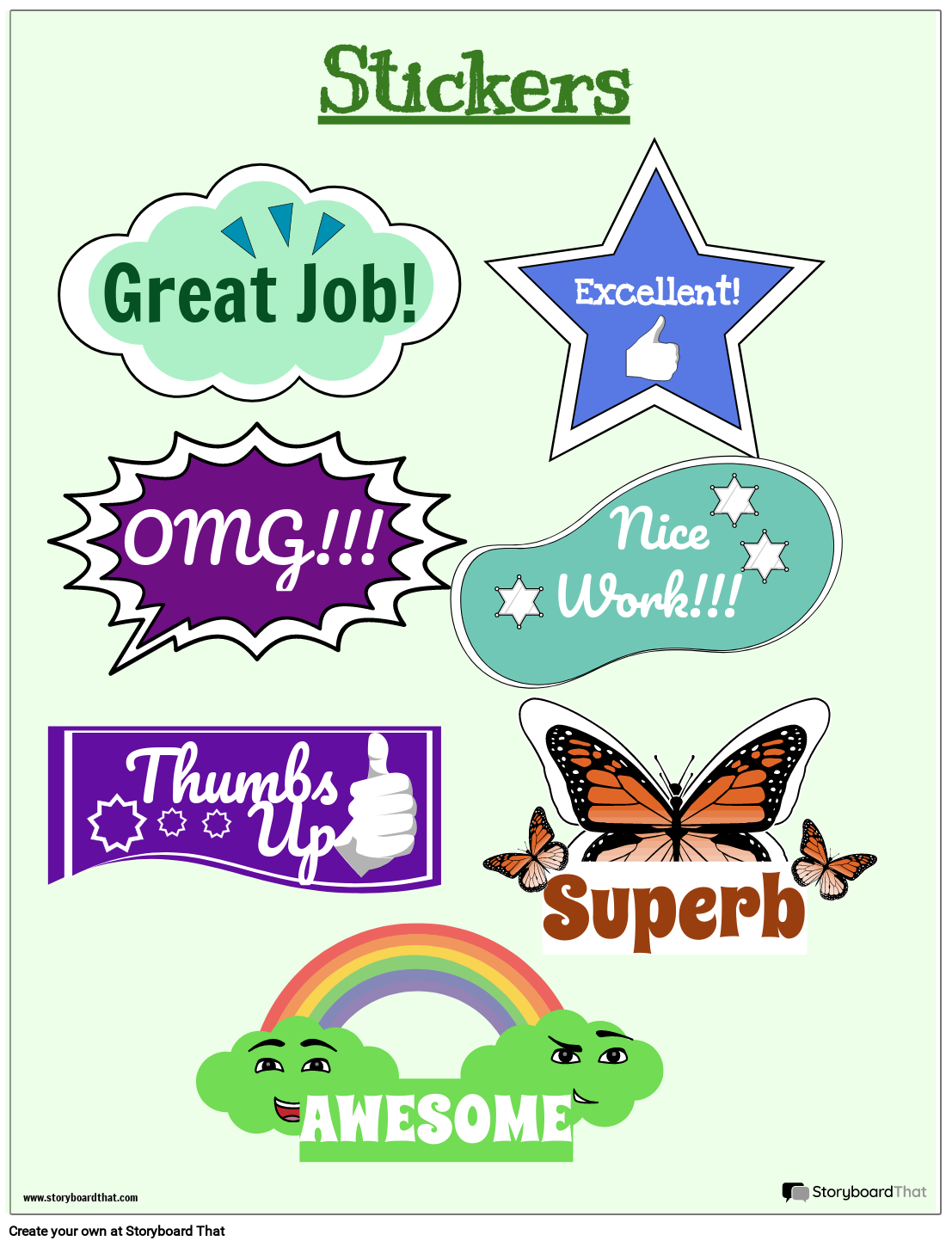 Appreciation Sticker Worksheet with Multiple Fonts