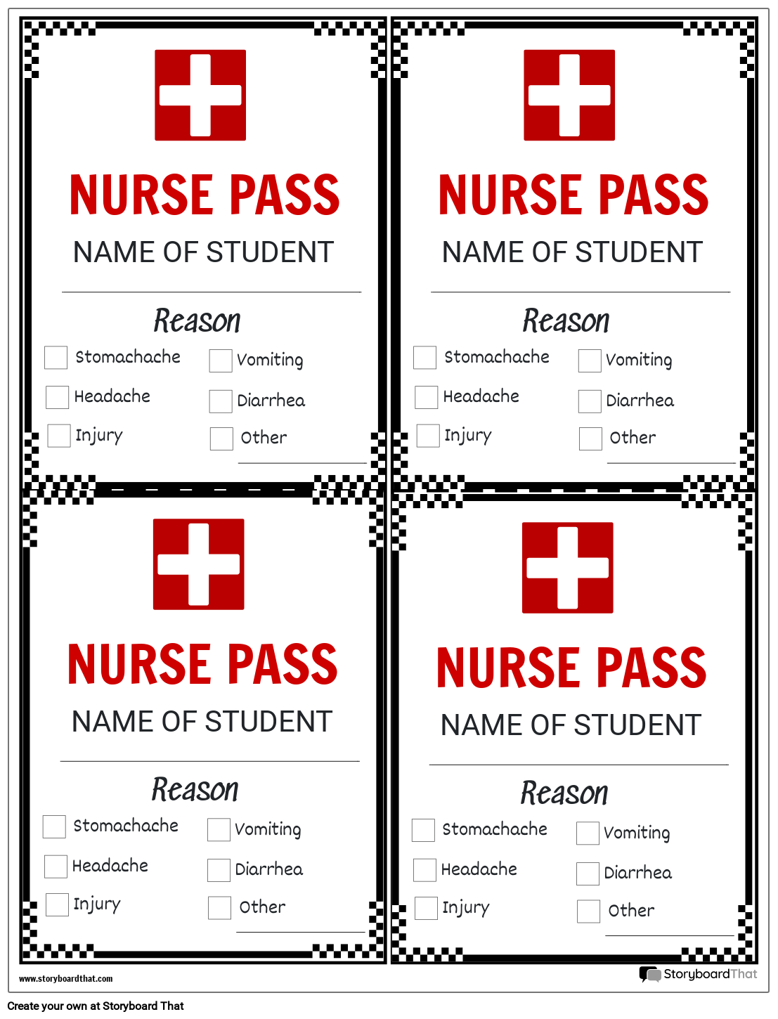 Printable nurse pass