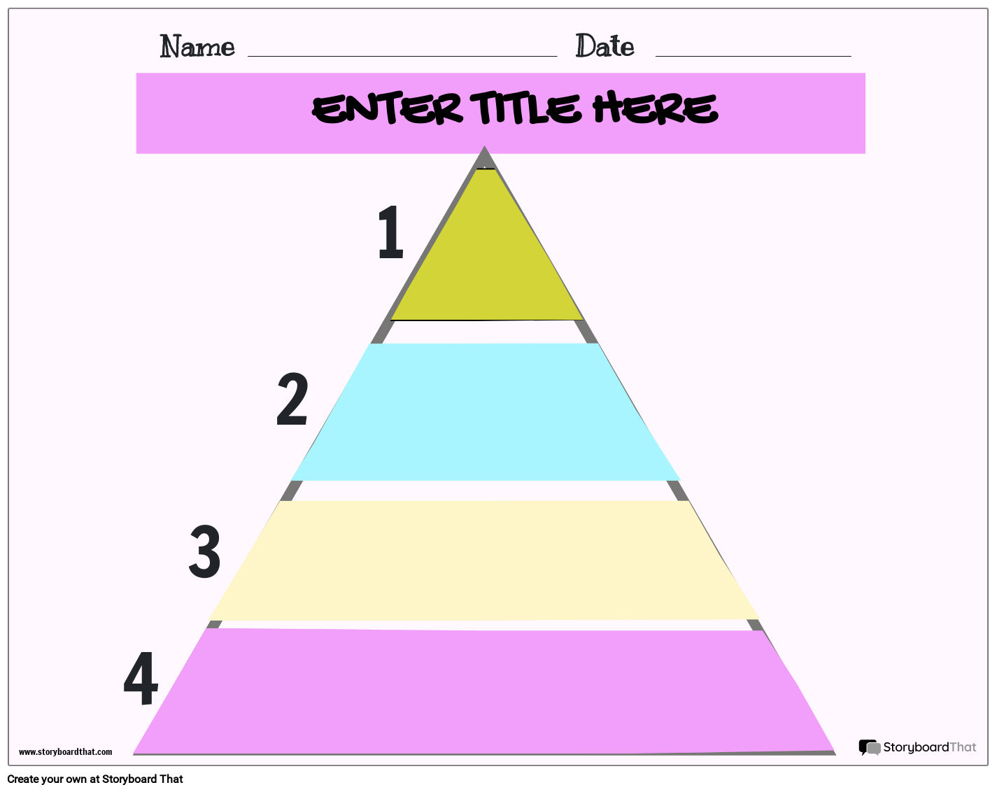Colorful 4 Tier Pyramid List Worksheet