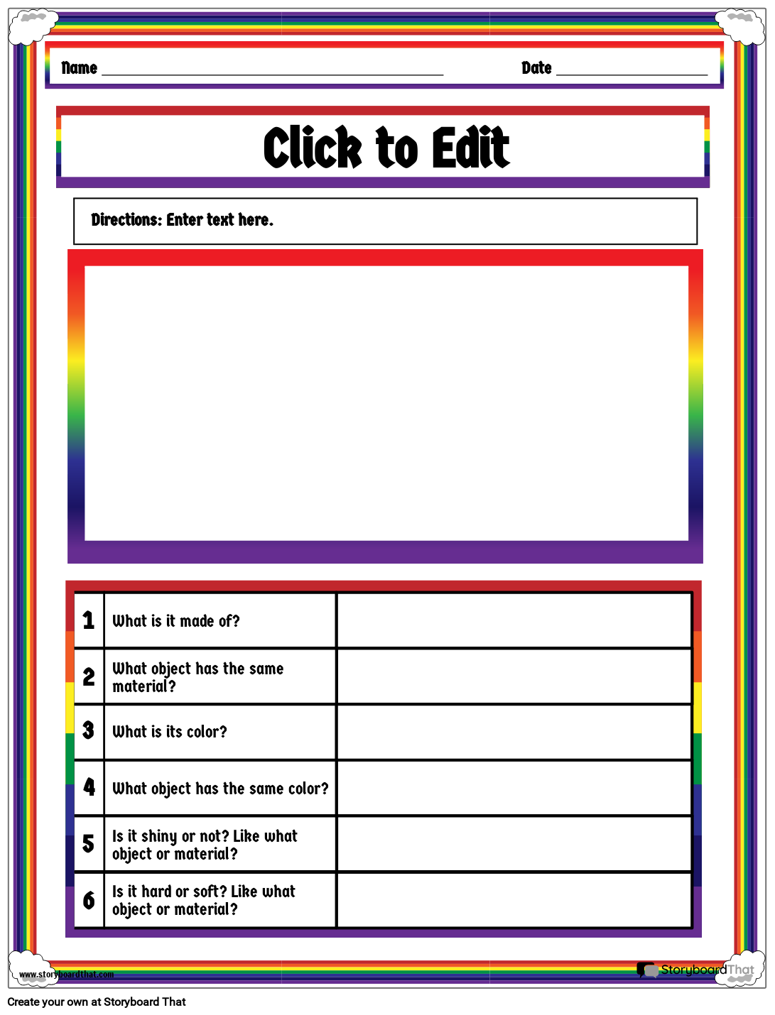 Rainbow Minerals and Properties Worksheet Template